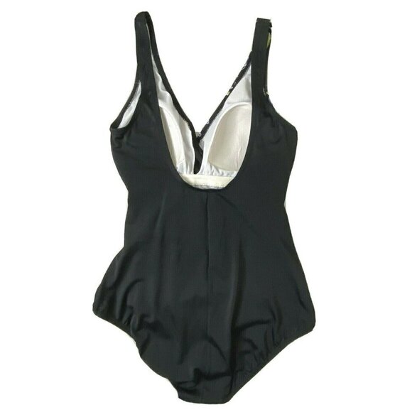 Jantzen Women's size 10 One Piece Bathing Swim Suit Black Floral - Picture 2 of 8